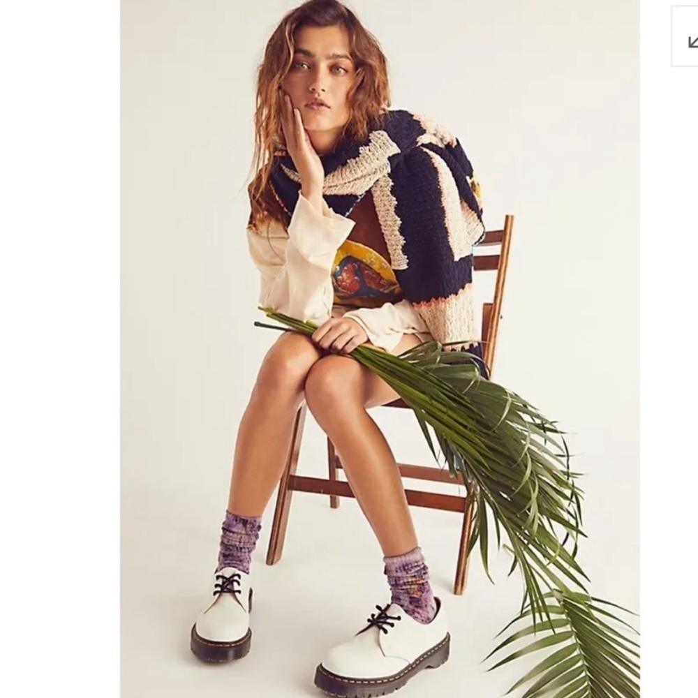 Dr. Martens 26654 Smooth Leather Oxford White Platforms Size 10 NWT